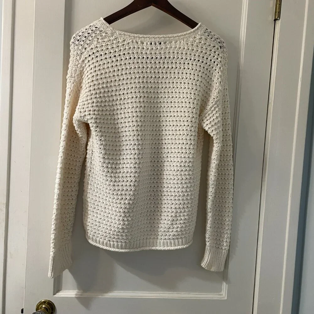 Madewell Pullover Sweater Open Stitch Austen in Cream Cotton Blend size XXS - Picture 7 of 8